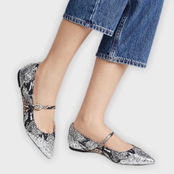 Coach x Tabitha Simmons Harriette Python & Silver Glitter Mary Jane Flats Size 8 - Picture 1 of 10